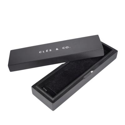 China Matte Paint Single Necklace Packaging Handmade Black MDF Luxury Wooden Jewelry Boxes For Necklace for sale