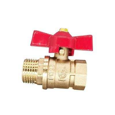 China Sale General Color Male x Female Thread Top Yellow Butterfly Handle Brass Ball Valve For Pipeline for sale