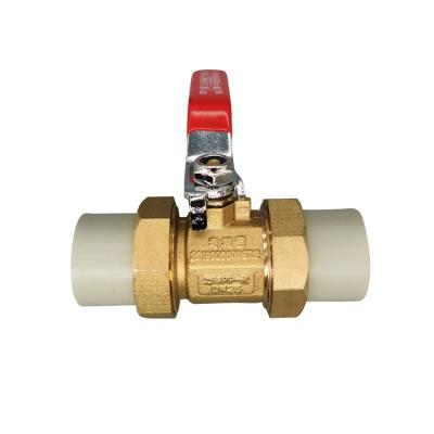 China The professional brass water switch manufacture DN25 PPR ball valve with ppr pipe connector for sale