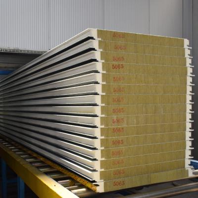 China Wall panel: fireproof 120mm headstream prefabricatedrock wool /mineral wool sandwich wall panels price 950mm 1150mm 100mm for sale