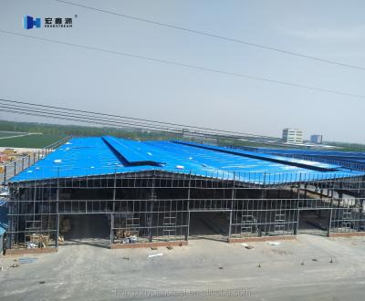 China Steel Structure Steel Structure Construction Fabrication With PIR ENV Rock Wool Sandwich Wall Roof Panel for sale