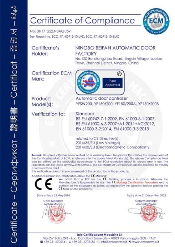 CE-Automatic door controller - NINGBO BEIFAN AUTOMATIC DOOR FACTORY