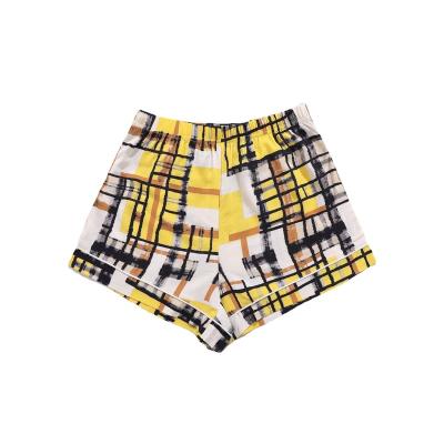 China Women Rose Print Home Casual Summer Striped Shorts Ladies Breathable Loose Pajama Pants for sale