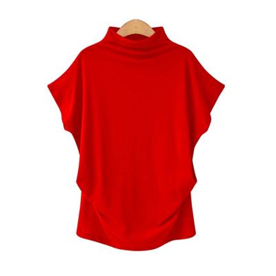 China Anti-wrinkle turtle neck women's clothing bat sleeve plus size short sleeve fashion T-shirt wholesale for sale