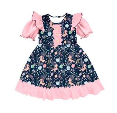 China Healthy Wholesale Cotton Boutique Suppliers Toddler Baby Flutter Sleeve Dress Kids Skirts Flower Girl Dress for sale