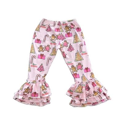 China Wholesale Cute Vintage Christmas Girl Long Pants Girl Pants RTS Newcomer Girl Clothes Ruffles Pants for sale