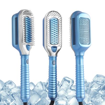 China Hotel Design Professional Lightweight Cold Air Hair Straightener Brush Ice Therapy Cold Wind Brush Hair Straightener for sale