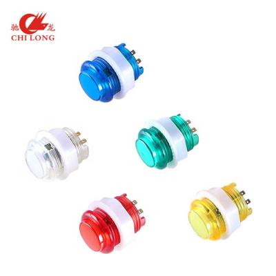 China Hot Selling PC Plastic 24mm 12V Illuminated Arcade Push Button With Mini LED Light Push Button for sale