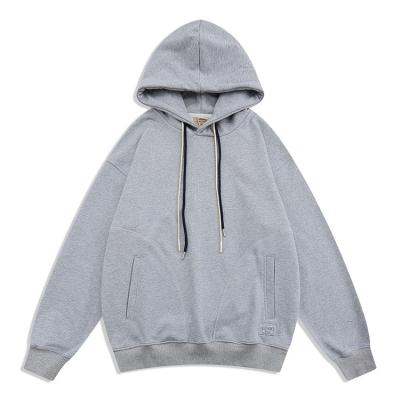 China Wholesale High Quality Anti-pilling 100% Cotton Knit Custom Logo Men's Oversized Drop Shoulder Long Sleeve Hoodie With Double Strings Design for sale