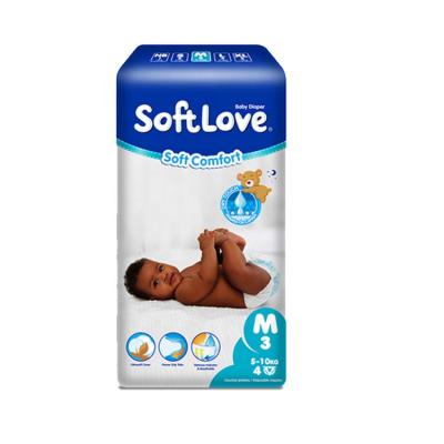 China Softlove M 4's Disposable Anti-Leakage Baby Plain Weave Dry Outdoor Diapers for sale