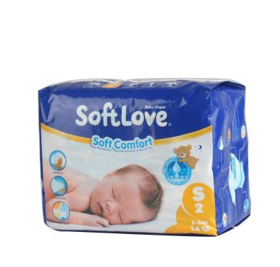 China Softlove Plain Weave S 14' S Baby Disposable Nappies Comfy Elastic Breathable Baby Diaper for sale