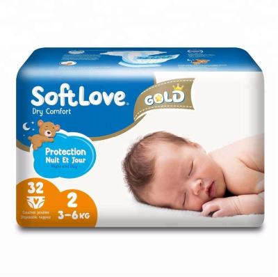 China Softlove Plain Weave S Class Quick Absorbency And Dry Comfort Baby Disposable Diapers for sale