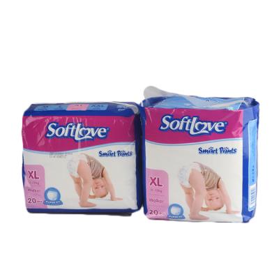 China Softlove XL 20s Baby Printed Breathable Diaper Pants Disposable Baby Diaper for sale