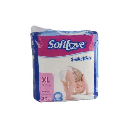 China Softlove Printed XL 52' S Ultra Thin Breathable Baby Diaper Leak Protector OEM Manufacturer Baby Smart Three-dimensional Pants for sale