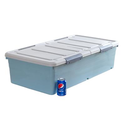 China AU CAT YN8862 Sky Blue Under Bed Viable Plastic Storage Containers Under Bed Storage For Clothes Blankets And Shoes for sale