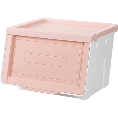 China YM3801-3803 Cat YM3801-3803 Clearly Visible Cabinet Au Household Plastic Snack Storage Box Front Opening Stackable Toy Storage for sale