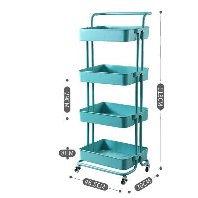 China Best Selling Bathroom 3 Tier Carbon Steel Shelf Metal Kitchen Rolling Carts Sustainable Hot Service Cart Storage With 4 Wheels for sale