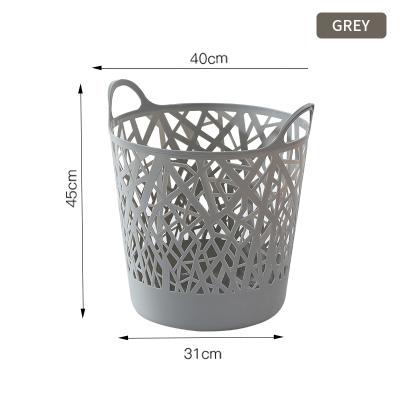 China Modern Hollow Out Hardness PP Clothes Rattan Plastic Dirty Laundry Hamper With Handles for sale