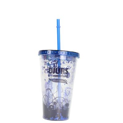 China Custom16OZ Eco - Friendly Double Wall Cold Plastic With Lids Reusable Coffee Mug for sale