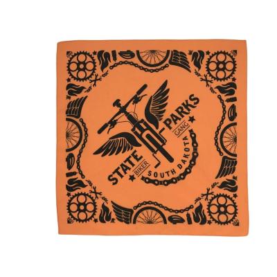 China Sun Protection Competitive Price Noble Orange Double Sided Printed Bandana Accessories Rock Element 100% Cotton Custom Bandana for sale