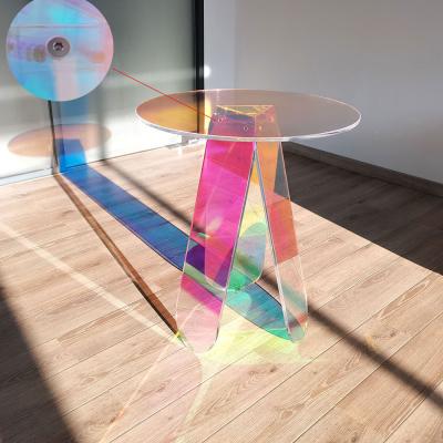 China Detachable perspex mirrored round modern mini plexiglass side table crystal nordic luxury acrylic coffee dining tables for living room for sale