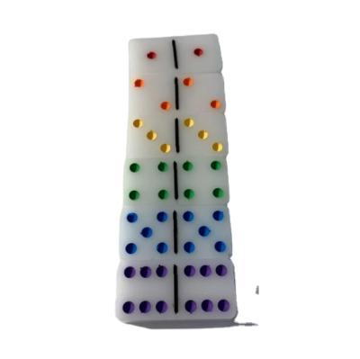 中国 Custom Eco-Friendly Game Figures Frosted Acrylic Crystal Sublimation Blank Multicolored Dominoes Dominoes Set 販売のため