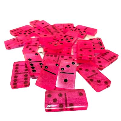 中国 Eco-Friendly Custom Numbers Domino Acrylic Neon Pink Custom Colored Domino Antique Sublimation White Dominoes Chip Sets 販売のため