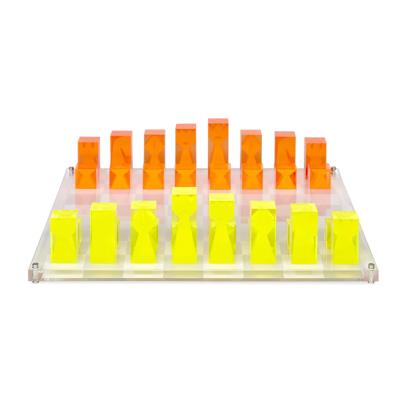 China Modern Stylish Neon Color Acrylic Game Set Large Orange And Yellow Lucite Chess Set for sale