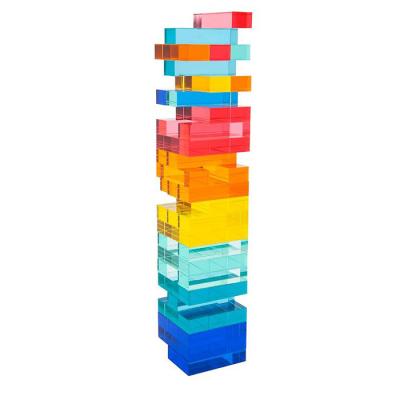 Cina Multi-functional traditional plexiglass stacking play crumbling acrylic lucite tower block building mix tower in vendita