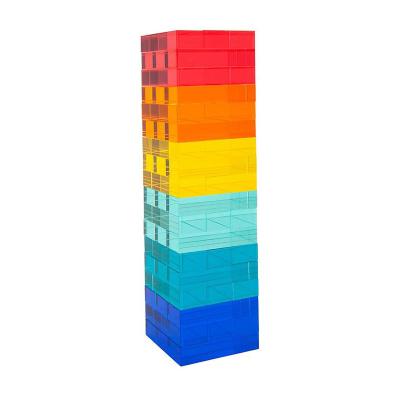 China Multi Function Multi Color Plexiglass Block 54pcs Colored Acrylic Tower Game Stacking Block for sale