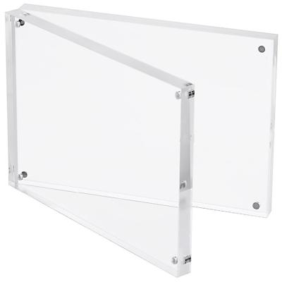 China Plastic Double Sided Plastic Photo Holder With Clear Acrylic Magnets Picture Frame for sale