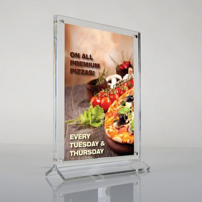 China Modern Stylish Acrylic Photo Frame Or Menu Holder Curved Magnetic 10x5 Photo Frame for sale