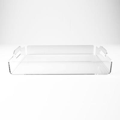 中国 Lucite Eco - Friendly Hot Bending Fast Food Tray Clear Acrylic Tray Serving With Handles 販売のため