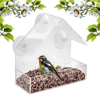 中国 Viable Custom Transparent Acrylic Wall Suction Cups Window Hanging Bird Feeder 販売のため