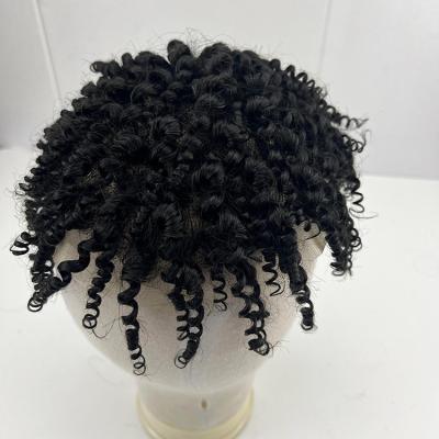 China 100%Virgin Human Hair Afro Hairline Full Swiss Invisible Curly Full Lace Afro Curly Curly Men Hairpiece Replacement Systems for sale