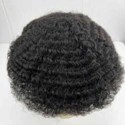 China 1CM Hairline Curly Invisible Natural Wig Q6 Lace Up And PU Curly Hairpiece 1CM Hairpiece 1CM Men Replacement Systems for sale