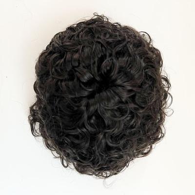 China Natural Wave Full Lace Up 22MM Curly Mens Wig Skin Base Hairpiece Replacement System #1B Color 8x10 Inch Hair Wig For Men for sale