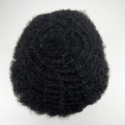 China Afro Curly Factory Customized 8mm Mono Curly Afro Strong And Breathable Mens Hairpiece Wig For Black Men for sale