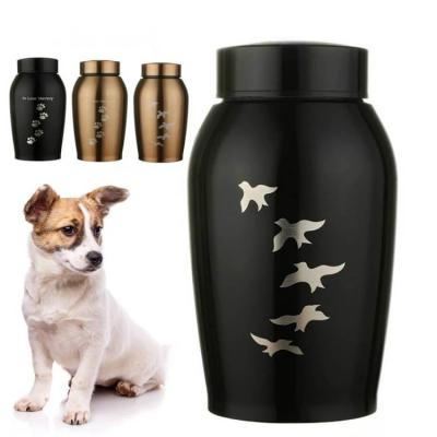 China Viable Gold / Black Stainless Steel Urns Pets Dog Cat Birds Mouse Cremation Ashes Urn Keepsake Casket Columbarium Pets Memorials for sale