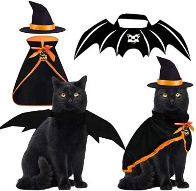 China Viable Bone Wing Costumes Pet Cosplay Halloween Vampire Cat Bat Wings Bat Skeleton Dress Up Cat Clothes for sale