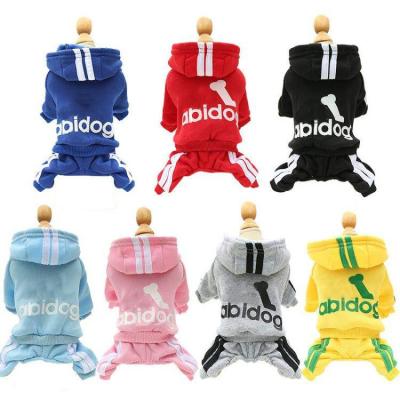 China Amazon Adidog Dog Hoodies Dog Sweater 4 Legs Overalls Sweatshirt Cotton Jacket Hot Selling Hot Stocked 2021 Coat For Small Pets for sale