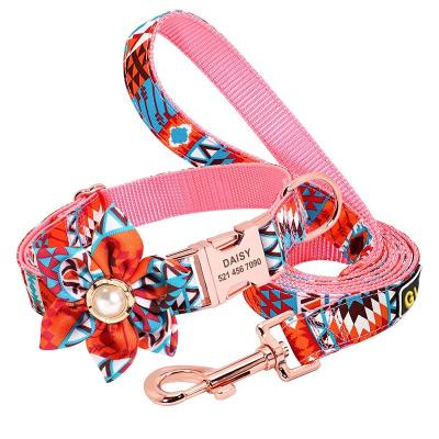 China 2021 Premium Cute Pink Cute Name Tag Custom Logo Maker Metal Pet Collar Nylon JEWELED Strap For Wedding for sale