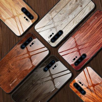 China Twooden Phone Case Glass Grain Phone Case Shockproof Custom Wooden Wood Grain Phone Case For Pure Black iPhone Huawei for sale