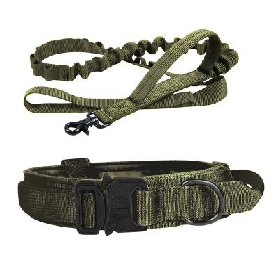 China Thick Custom Tactical Military Dog Collar With Handle Pet Collar Metal Buckle Nylon Dog Collar And Leash Set for sale