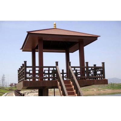 China Lightweight WPC Gazebo Waterproof Outdoor Wood Gazebo Brown Color for sale