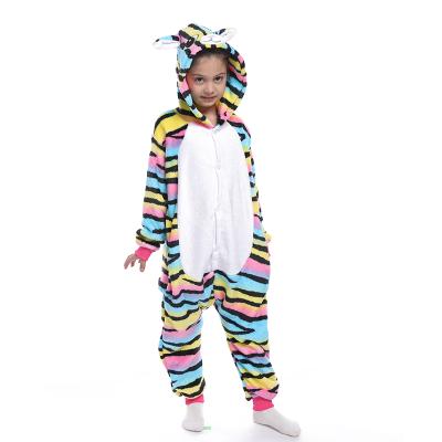 China 2020 Cat Animal Flannel Winter Warm Colorful Clothing Onesie Hooded Sleepwear Pajamas For Girls for sale