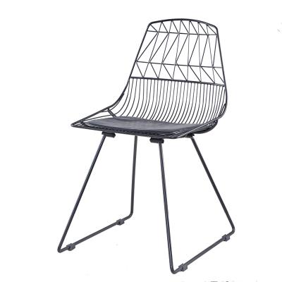 China Modern Home Furniture Cafe Dining Chair Black Metal Wire Chair With PU Seat for sale