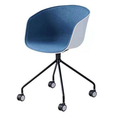 China Customized Nordic Modern Rotating Fabric Swivel Leisure Armed Office Plastic Wheelchair for sale