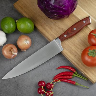 China 8 Inch Cooking Knife Stainless Steel Pakka Handle Ergonomic German Premium High Carbon Wooden Chef Knife Ergonomic Knife for sale