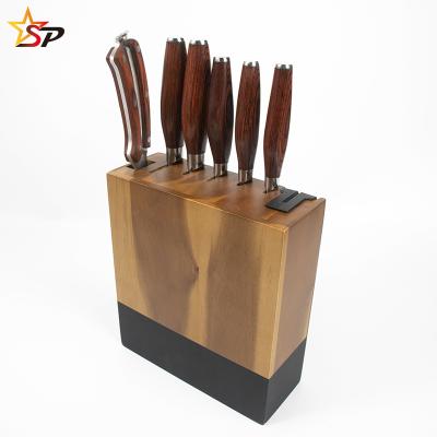 China Sustainable Damascus Knife Set With Block Pakka Wood+S/S430 Handle Damascus Steel Kitchen Knife Set for sale